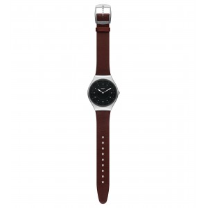 SWATCH SKINBRUSHED  Brown Leather Strap 19mm  ASYXS102 