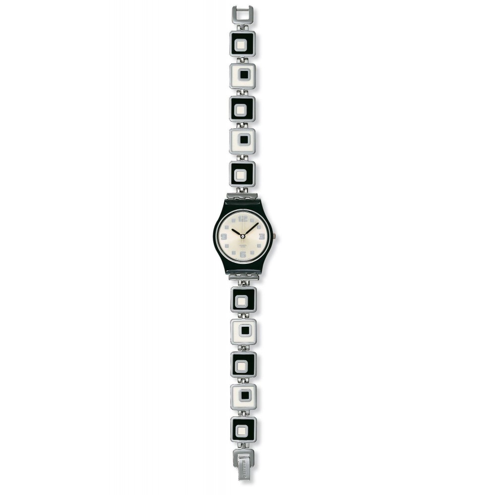 SWATCH CHESSBOARD Silver stainless steel bracelet -black and white enamel 12mm ALB160G SWATCH CHESSBOARD Silver stainless steel bracelet -black and white enamel 12mm ALB160G