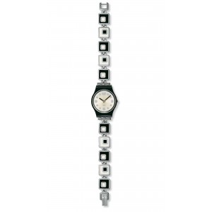 SWATCH CHESSBOARD Silver stainless steel bracelet -black and white enamel 12mm ALB160G SWATCH CHESSBOARD Silver stainless steel bracelet -black and white enamel 12mm ALB160G