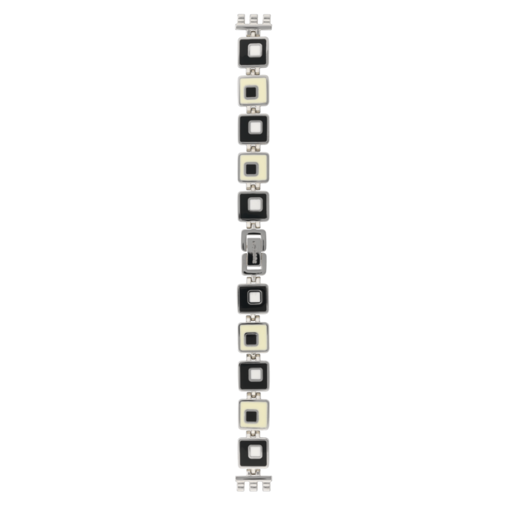 SWATCH CHESSBOARD Silver stainless steel bracelet -black and white enamel 12mm ALB160G SWATCH CHESSBOARD Silver stainless steel bracelet -black and white enamel 12mm ALB160G