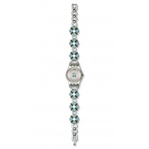 SWATCH DAISY TOUCH Silver stainless steel bracelet -light blue and black enamel 12mm ALK245G