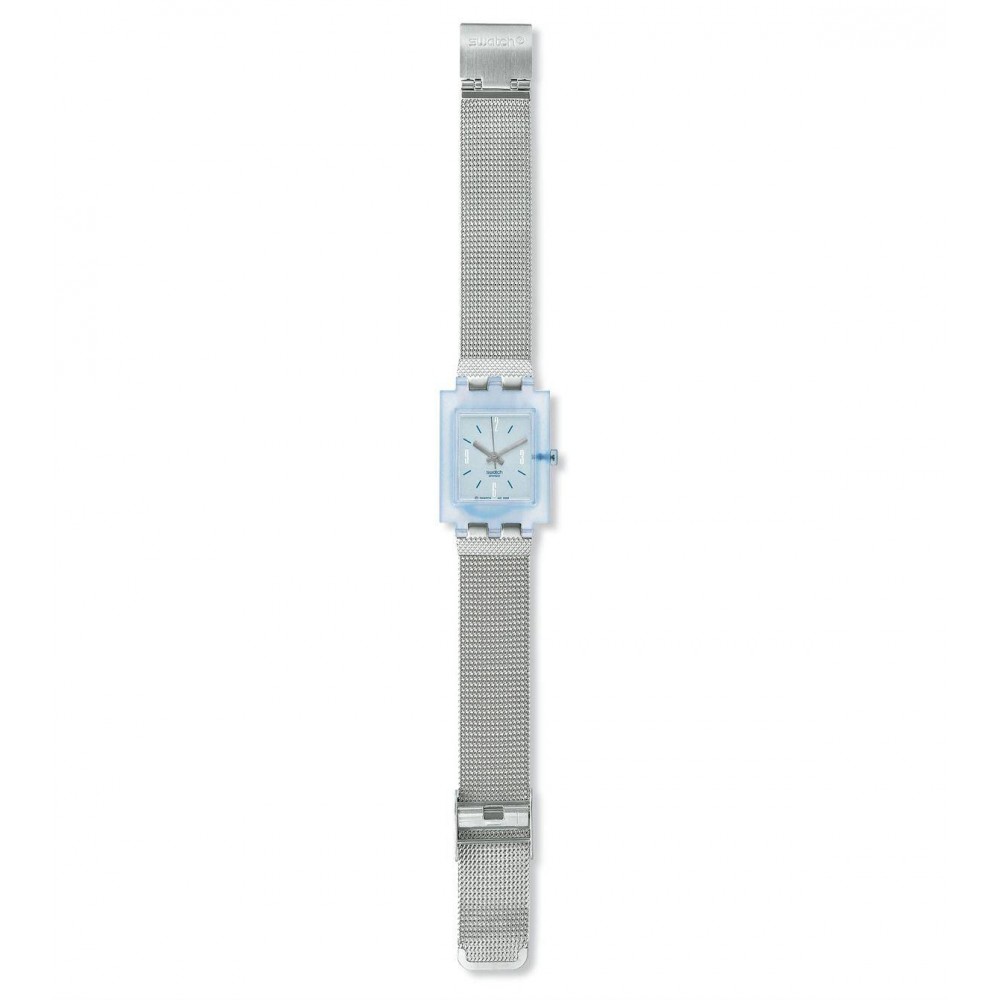 SWATCH DAY CARE Μπρασελέ ανοξείδωτο ατσάλι ασημί 18mm ASUBN102M 