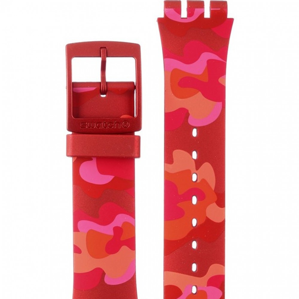 SWATCH CAMOUFLASH Λουράκι σιλικόνης κόκκινο camo 20mm ASUOR116