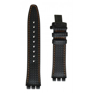 SWATCH CARBONATA  Black Leather Strap 18.8mm AYWB401  