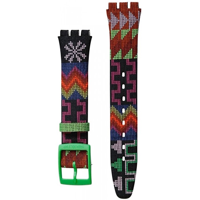 SWATCH Psychedelia Πολύχρωμο Υφασμάτινο/Δερμάτινο Λουράκι 17mm AGB273 