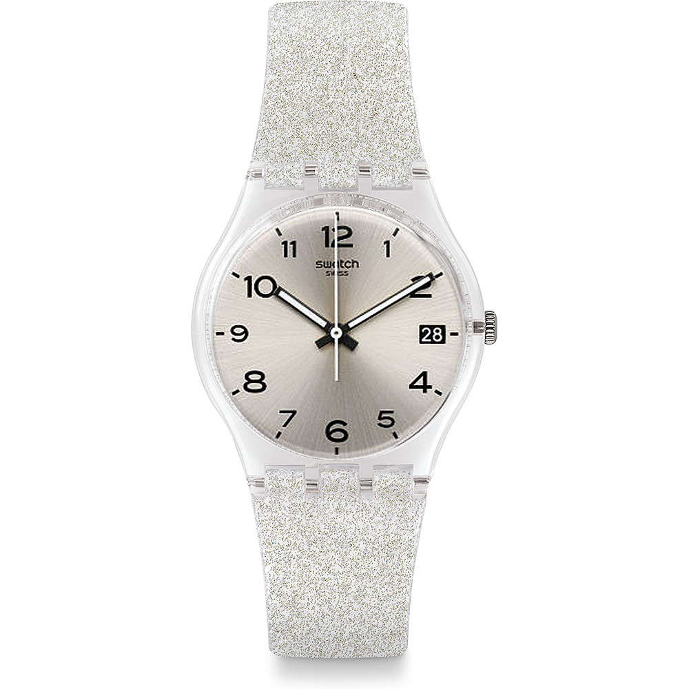 SWATCH SILVERBLUSH   Λουράκι Σιλικόνης με ασημί Glitter 17mm  ACGM416C