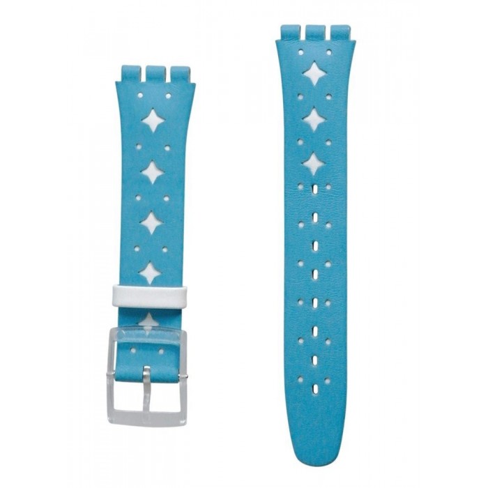 SWATCH HAZY SKY Μπλε Δερμάτινο Λουράκι AGE108 17ΜΜ