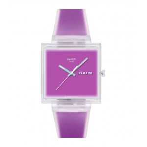 SWATCH WHAT IF...SEE THRU MAGENTA? Ρολόι Unisex Μωβ Λουρί Σιλικόνης SO38K705