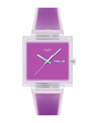 SWATCH WHAT IF...SEE THRU MAGENTA? Ρολόι Unisex Μωβ Λουρί Σιλικόνης SO38K705