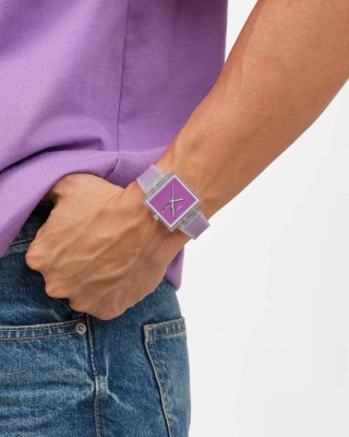 SWATCH WHAT IF...SEE THRU MAGENTA? Ρολόι Unisex Μωβ Λουρί Σιλικόνης SO38K705