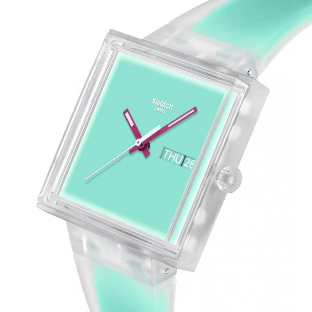 SWATCH WHAT IF...SEE THRU MINT? Ρολόι Unisex Μέντα Λουρί Σιλικόνης SO38K702