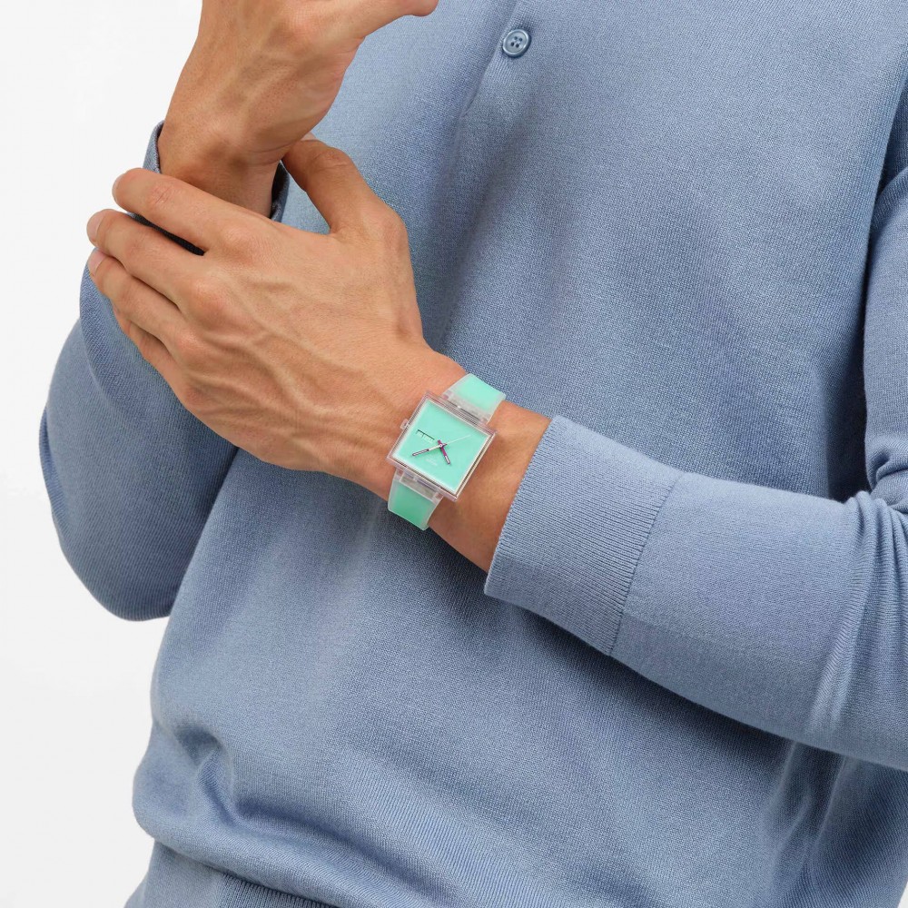SWATCH WHAT IF...SEE THRU MINT? Ρολόι Unisex Μέντα Λουρί Σιλικόνης SO38K702