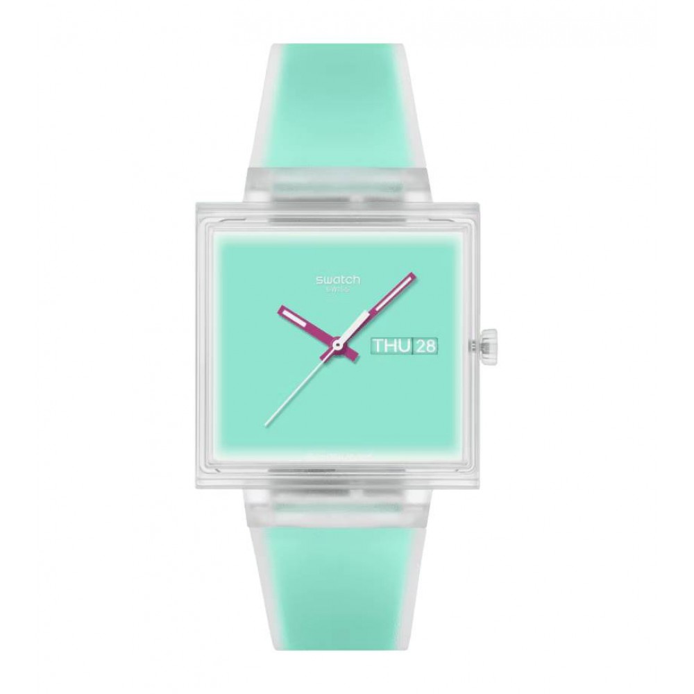 SWATCH WHAT IF...SEE THRU MINT? Ρολόι Unisex Μέντα Λουρί Σιλικόνης SO38K702