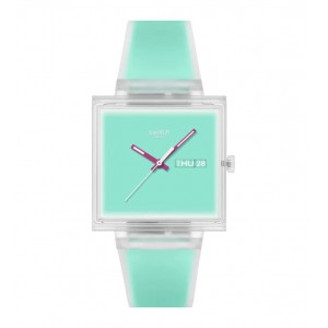 SWATCH WHAT IF...SEE THRU MINT? Ρολόι Unisex Μέντα Λουρί Σιλικόνης SO38K702