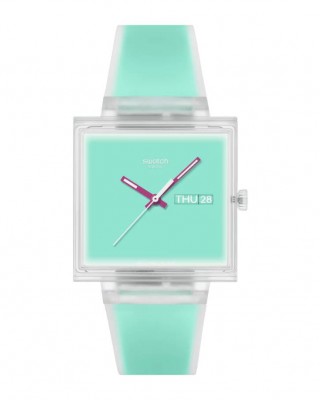 SWATCH WHAT IF...SEE THRU MINT? Ρολόι Unisex Μέντα Λουρί Σιλικόνης SO38K702