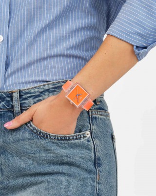 SWATCH WHAT IF...SEE THRU ORANGE? Ρολόι Unisex Πορτοκαλί Λουρί Σιλικόνης SO38K704