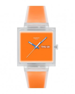 SWATCH WHAT IF...SEE THRU ORANGE? Ρολόι Unisex Πορτοκαλί Λουρί Σιλικόνης SO38K704