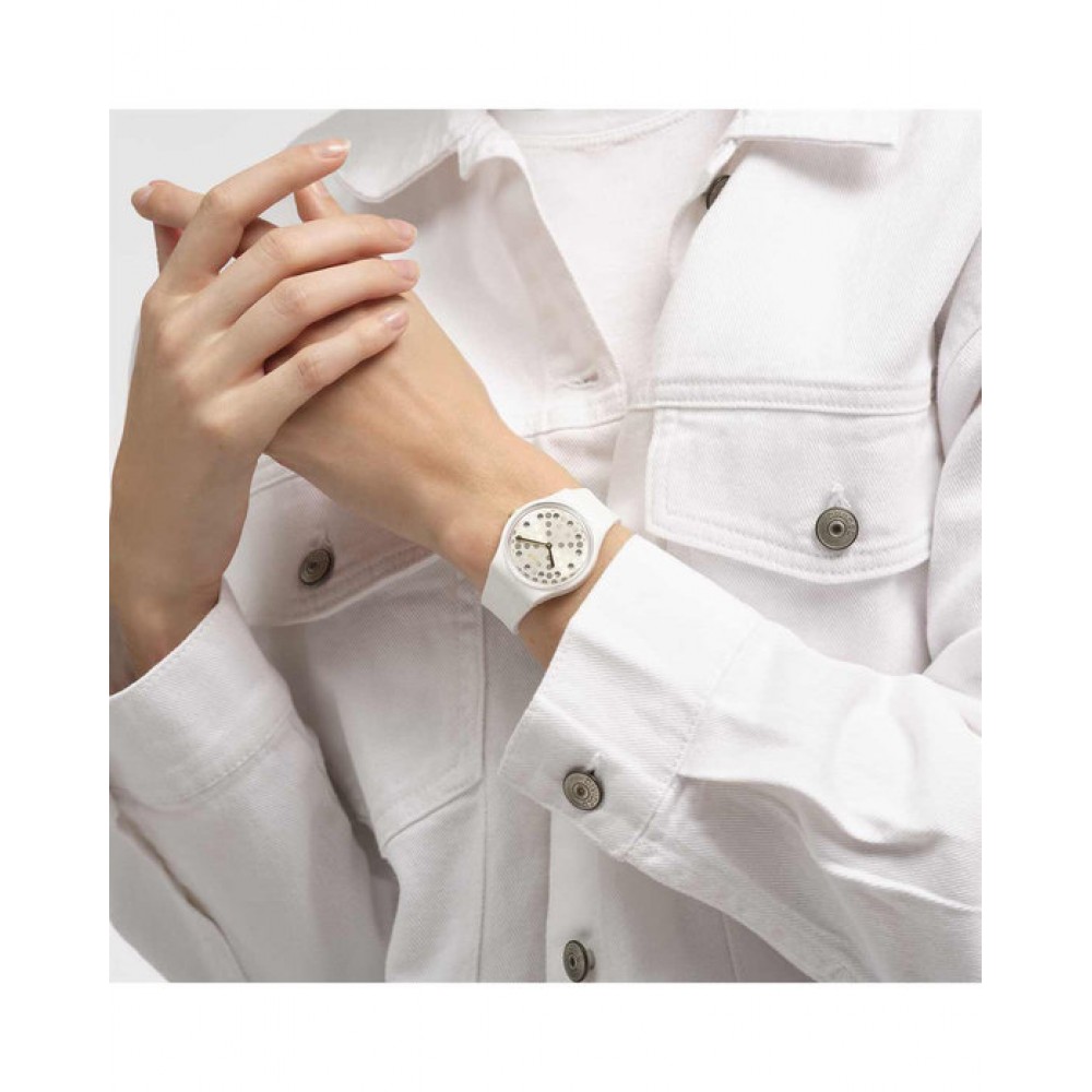 SWATCH Sparkle Shine Ρολόι λευκό λουράκι σιλικόνης SO31W109