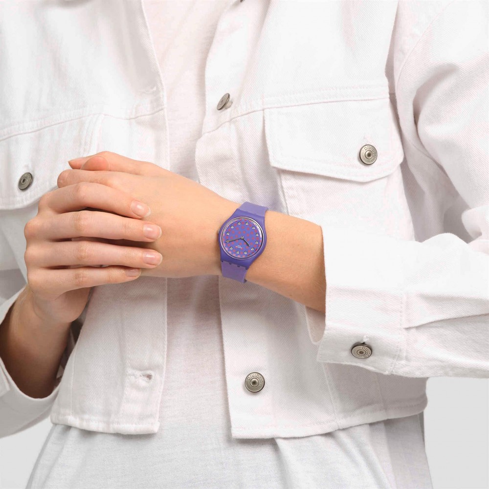 SWATCH PERFECT PLUM Ρολόι μωβ λουράκι λουράκι σιλικόνης SO31V100