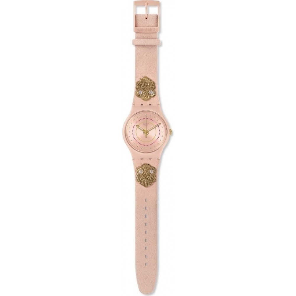 SWATCH EMBROIDERY Pink Synthetic Leather Strap SUOP108
