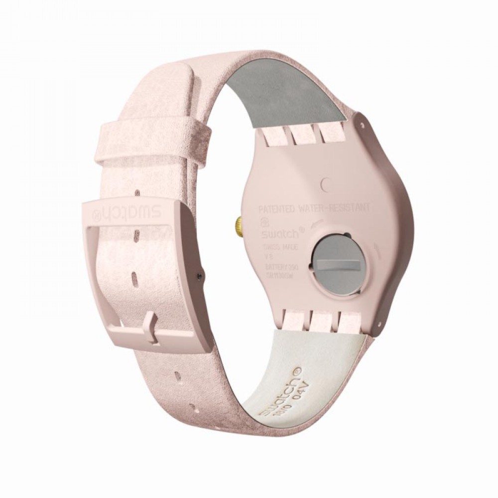 SWATCH EMBROIDERY Pink Synthetic Leather Strap SUOP108