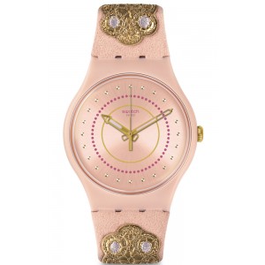 SWATCH EMBROIDERY Pink Synthetic Leather Strap SUOP108