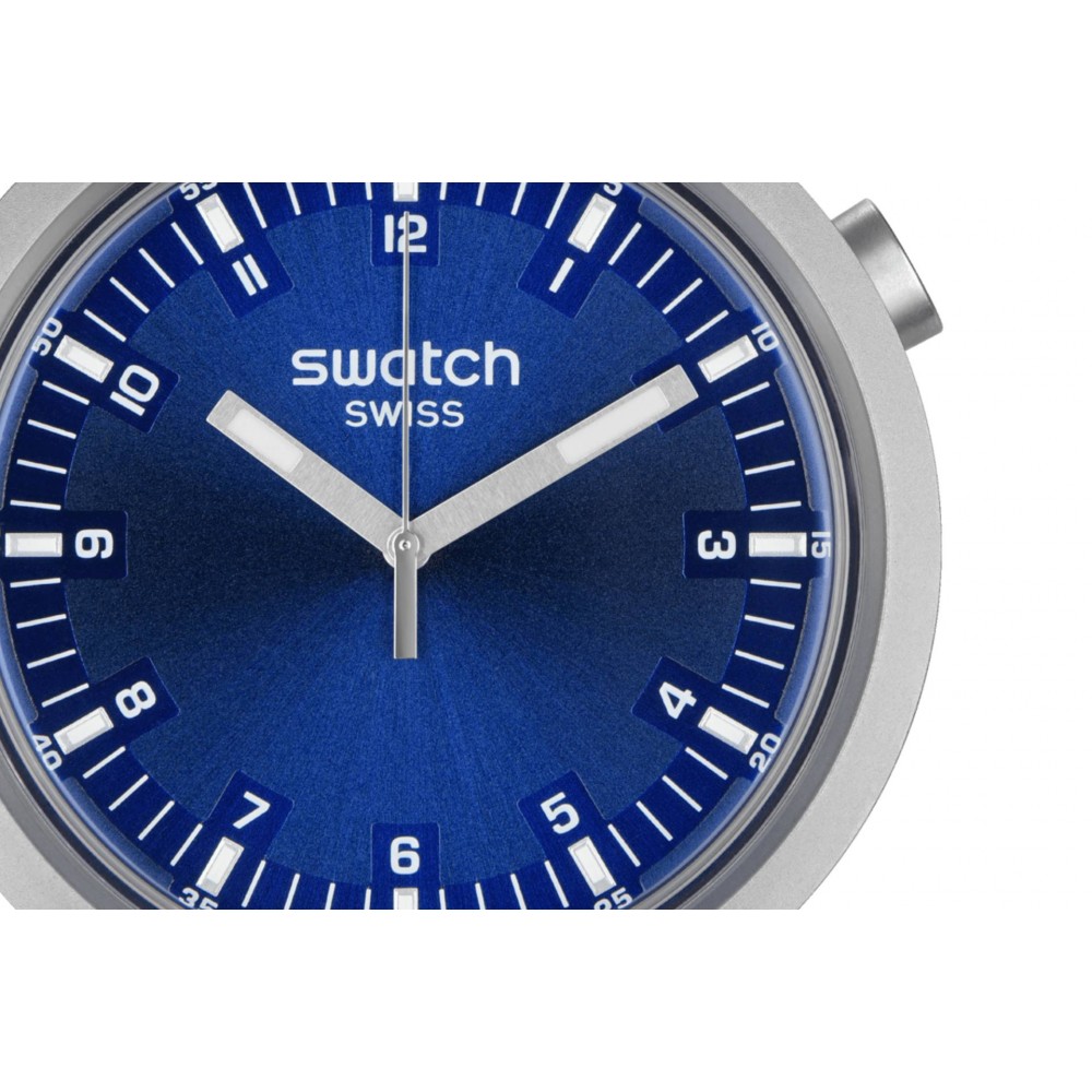 SWATCH INDIGO HOUR Unisex Ασημί Ανοξείδωτο Ατσάλι μπρασελέ SB07S102G