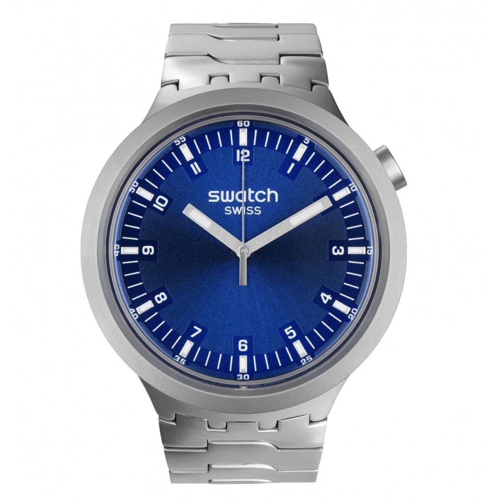 SWATCH INDIGO HOUR Unisex Ασημί Ανοξείδωτο Ατσάλι μπρασελέ SB07S102G