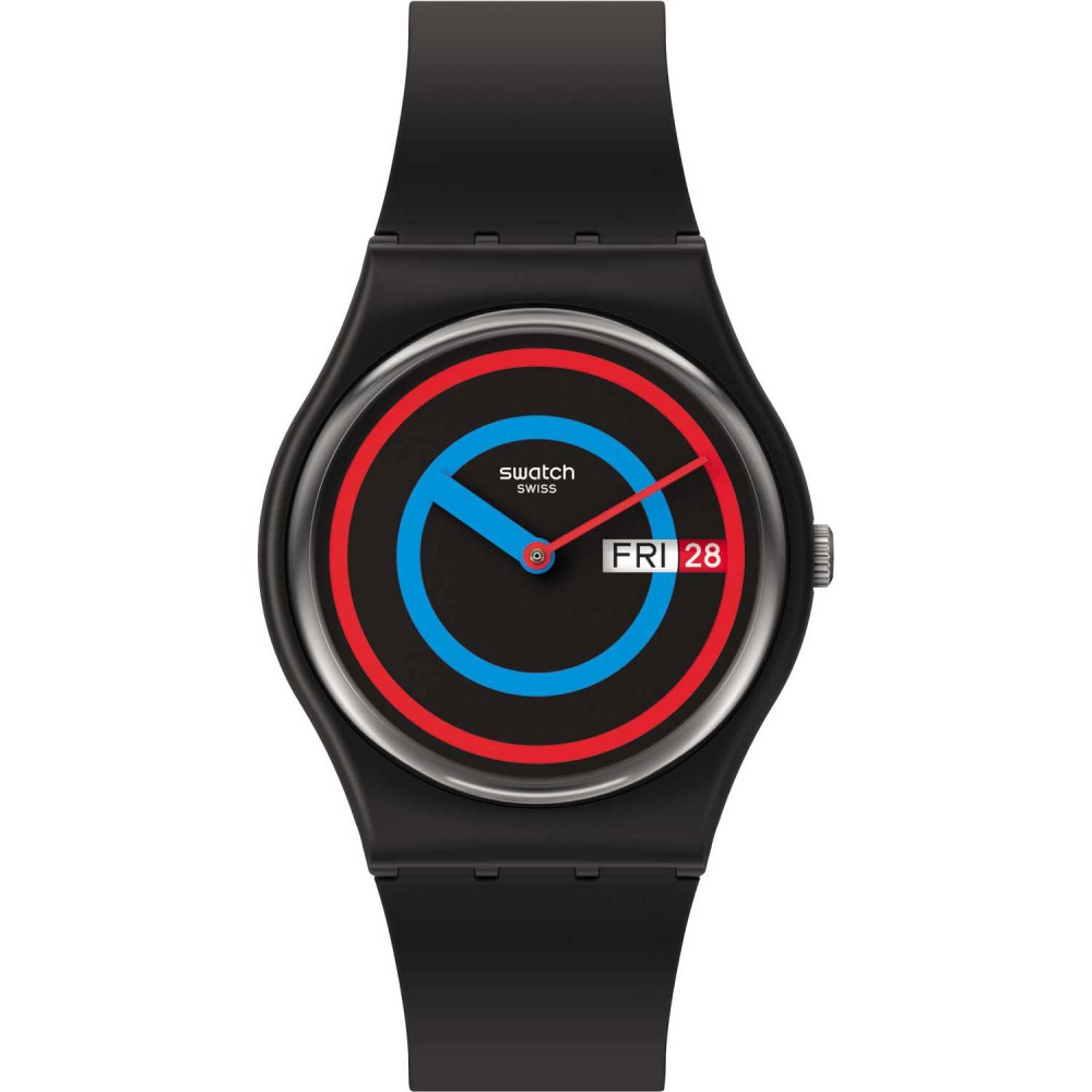 SWATCH CIRCLING BLACK Ρολόι μαύρο λουράκι σιλικόνης SO28B706