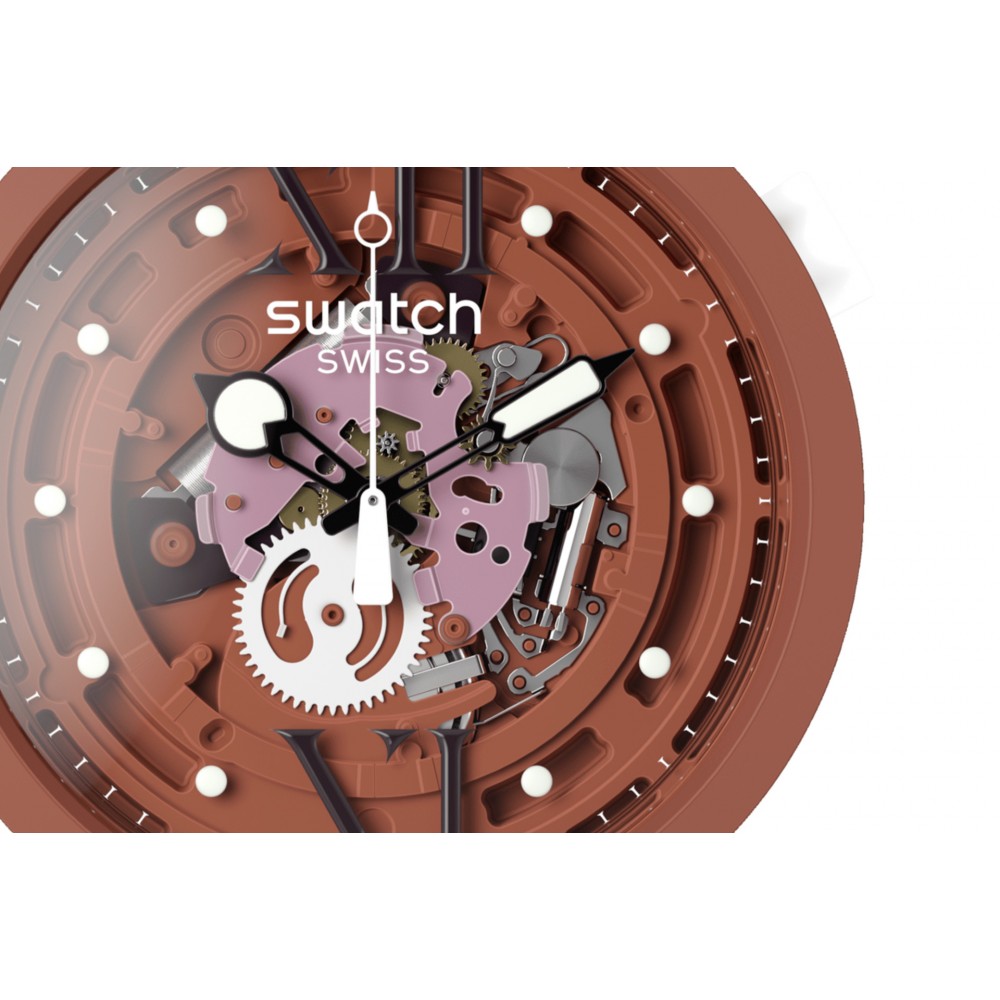 SWATCH CAMOFLOWER COTTON ΡΟΛΟΙ Τερακότα Λουράκι Σιλικόνης SB05C100 SWATCH CAMOFLOWER COTTON ΡΟΛΟΙ Τερακότα Λουράκι Σιλικόνης SB05C100
