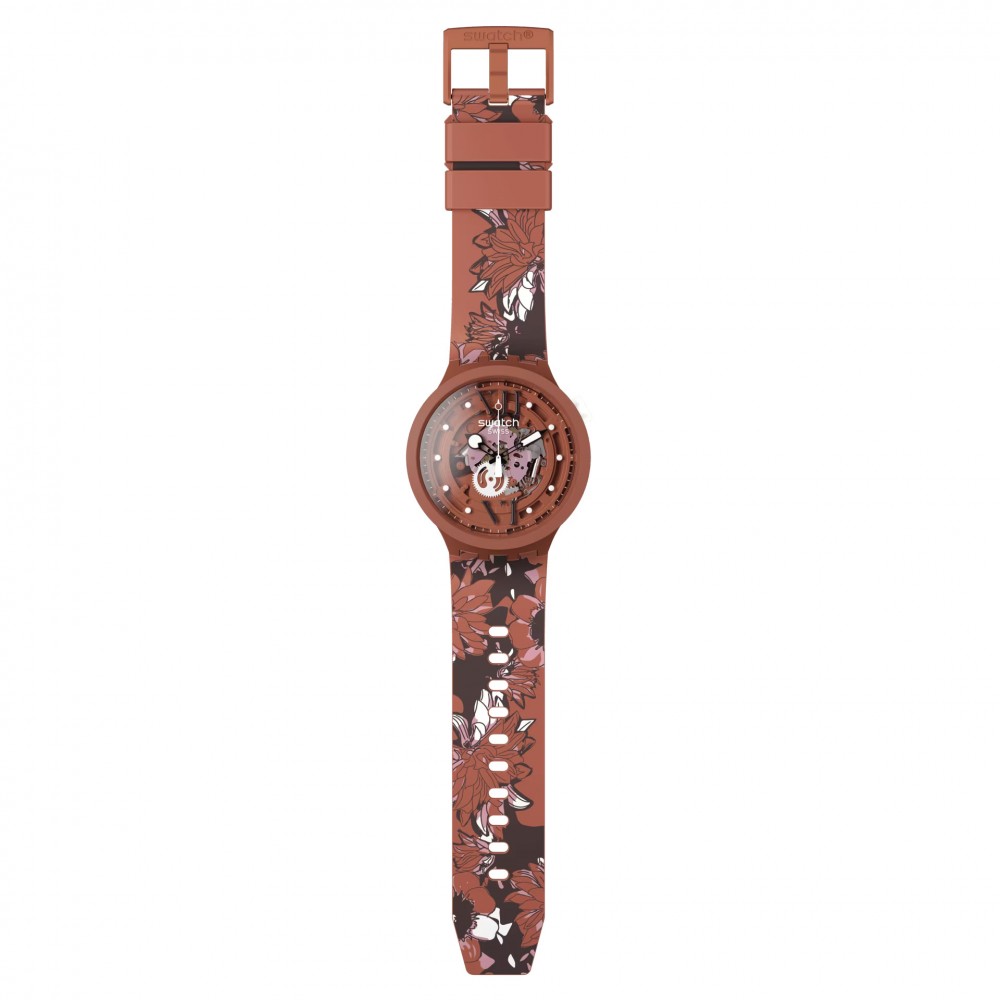 SWATCH CAMOFLOWER COTTON ΡΟΛΟΙ Τερακότα Λουράκι Σιλικόνης SB05C100 SWATCH CAMOFLOWER COTTON ΡΟΛΟΙ Τερακότα Λουράκι Σιλικόνης SB05C100