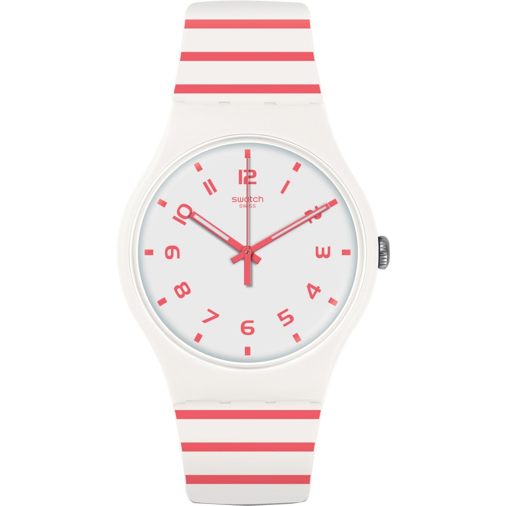 SWATCH REDURE White & Red Silicone Strap SUOW150 