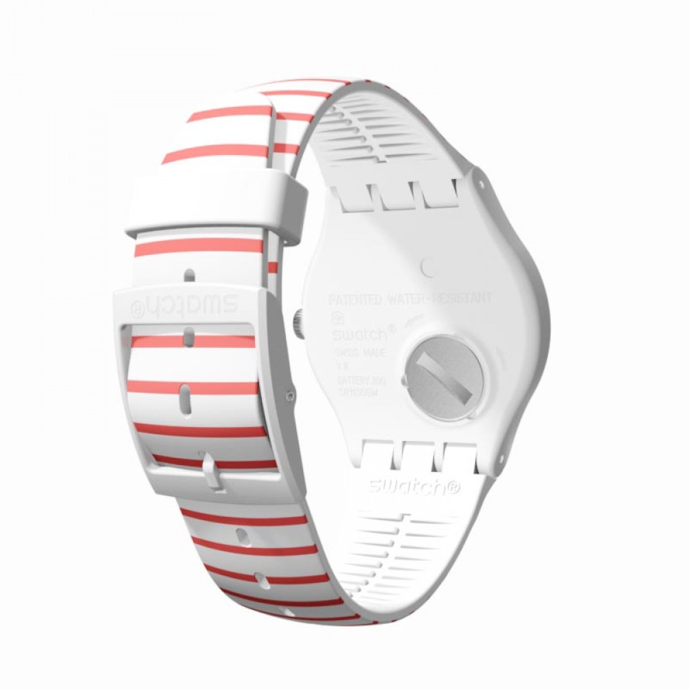 SWATCH REDURE White & Red Silicone Strap SUOW150 