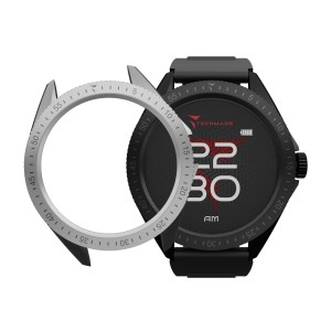 TECHMADE Rocks 2.0 Smartwatch Μαύρο Λουράκι Σιλικόνης +Επιπλεον ασημί κάσα TM-ROCKS2-BKGYS