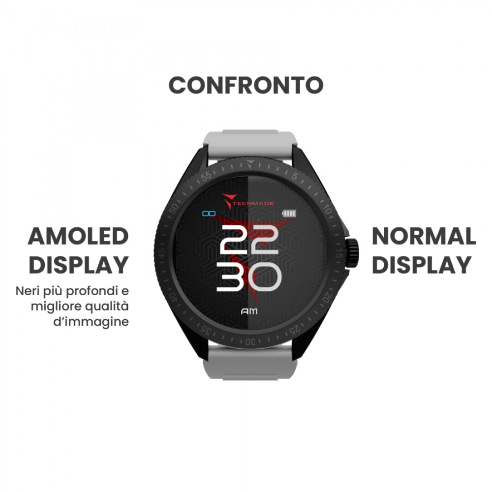 TECHMADE Rocks 2.0 Smartwatch Γκρι Λουράκι Σιλικόνης +Επιπλεον ασημί κάσα TM-ROCKS2-FBKS TECHMADE Rocks 2.0 Smartwatch Γκρι Λουράκι Σιλικόνης +Επιπλεον ασημί κάσα TM-ROCKS2-FBKS