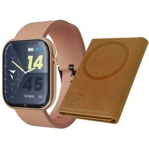 TECHMADE Glam Smartwatch Ροζ Χρυσό Λουράκι Σιλικόνης +Δώρο πορτοφόλι TM-GLAM006