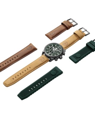 TIMBERLAND Henniker II BOXSET Chronograph Ρολόι Καφέ Δερμάτινο λουράκι TDWGQ00949X2