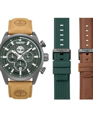 TIMBERLAND Henniker II BOXSET Chronograph Ρολόι Καφέ Δερμάτινο λουράκι TDWGQ00949X2