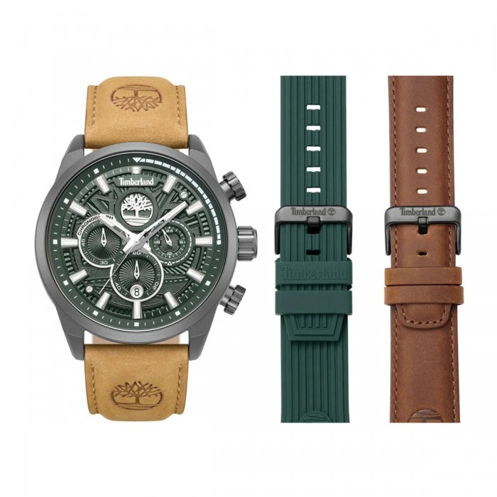 TIMBERLAND Henniker II BOXSET Chronograph Ρολόι Καφέ Δερμάτινο λουράκι TDWGQ00949X2