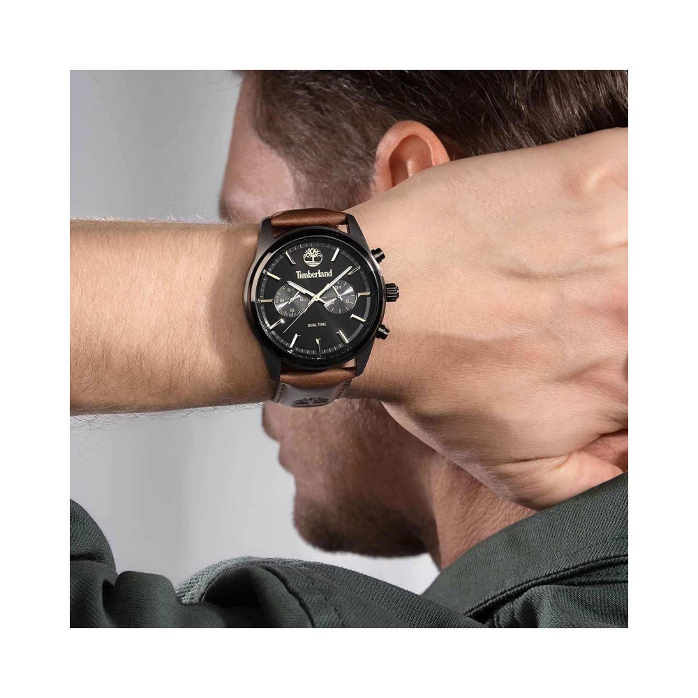 TIMBERLAND Northbridge Dual Time Ρολόι Ανδρικό Καφέ Δερμάτινο λουράκι TDWGF0041201