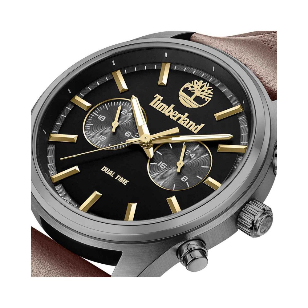 TIMBERLAND Northbridge Dual Time Ρολόι Ανδρικό Καφέ Δερμάτινο λουράκι TDWGF0041201