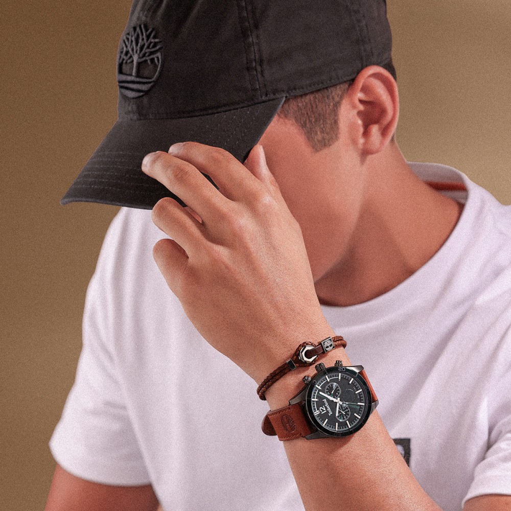 TIMBERLAND ASHMONT Ρολόι Χρονογράφος Καφέ Δερμάτινο λουράκι TDWGF0011203