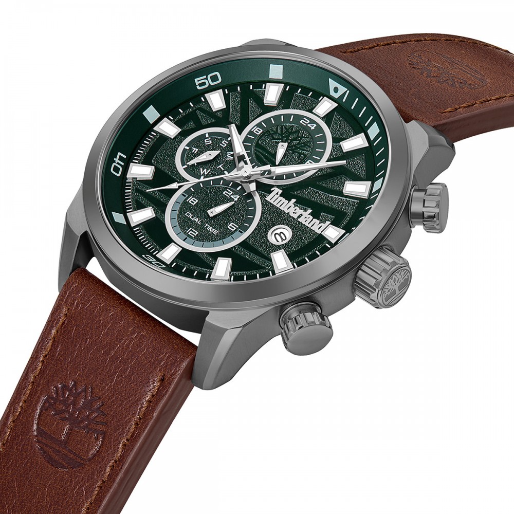 TIMBERLAND HENNIKER II Ρολόι Multifunction Καφέ Δερμάτινο λουράκι TDWGF0055601