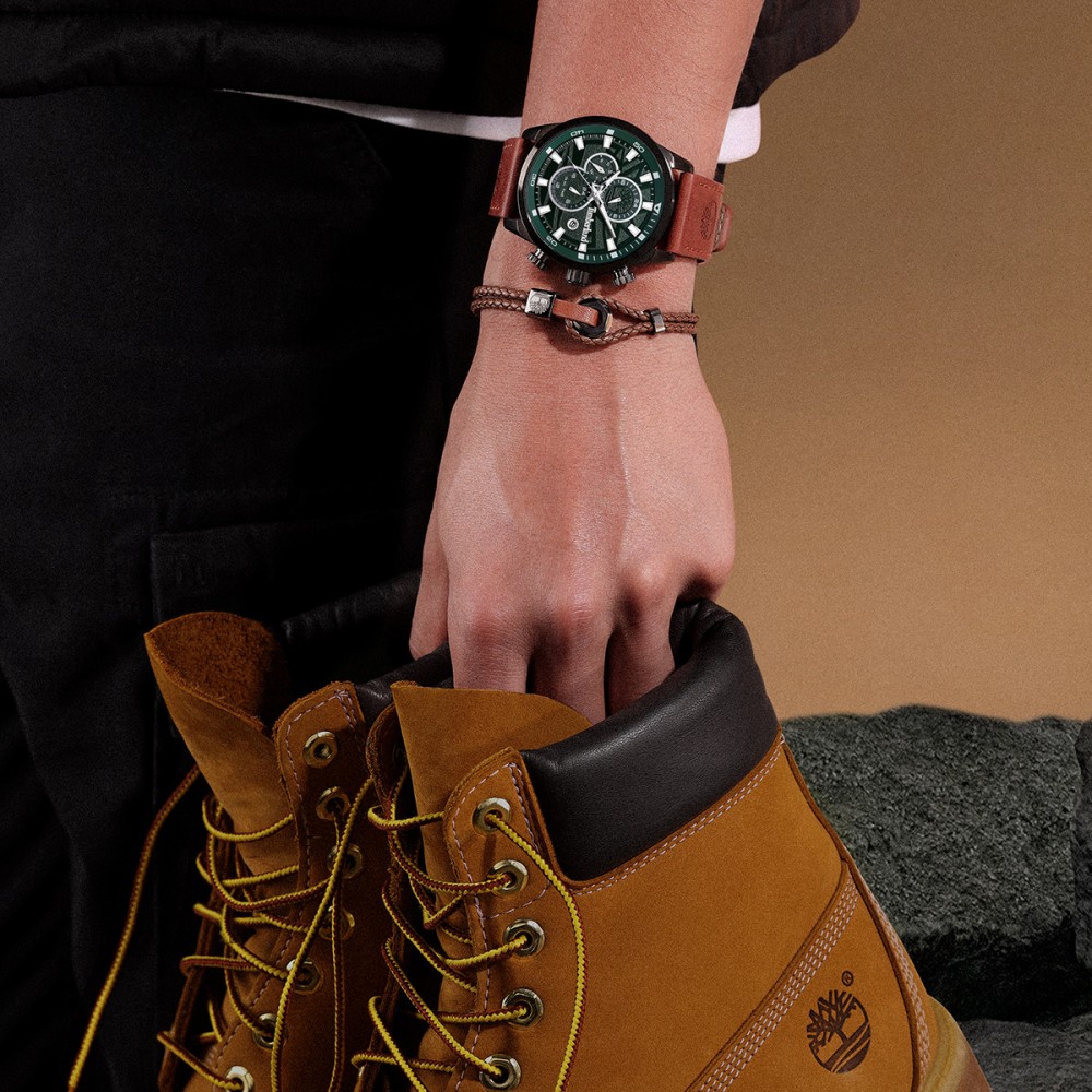 TIMBERLAND HENNIKER II Ρολόι Multifunction Καφέ Δερμάτινο λουράκι TDWGF0055601