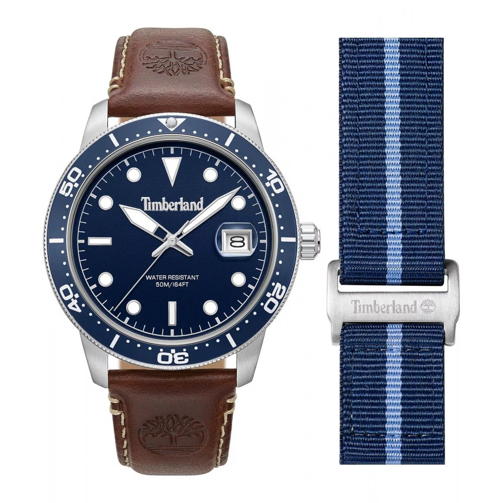 TIMBERLAND Peatfield SET Ρολόι Καφέ Δερμάτινο λουράκι TDWGB00834X1