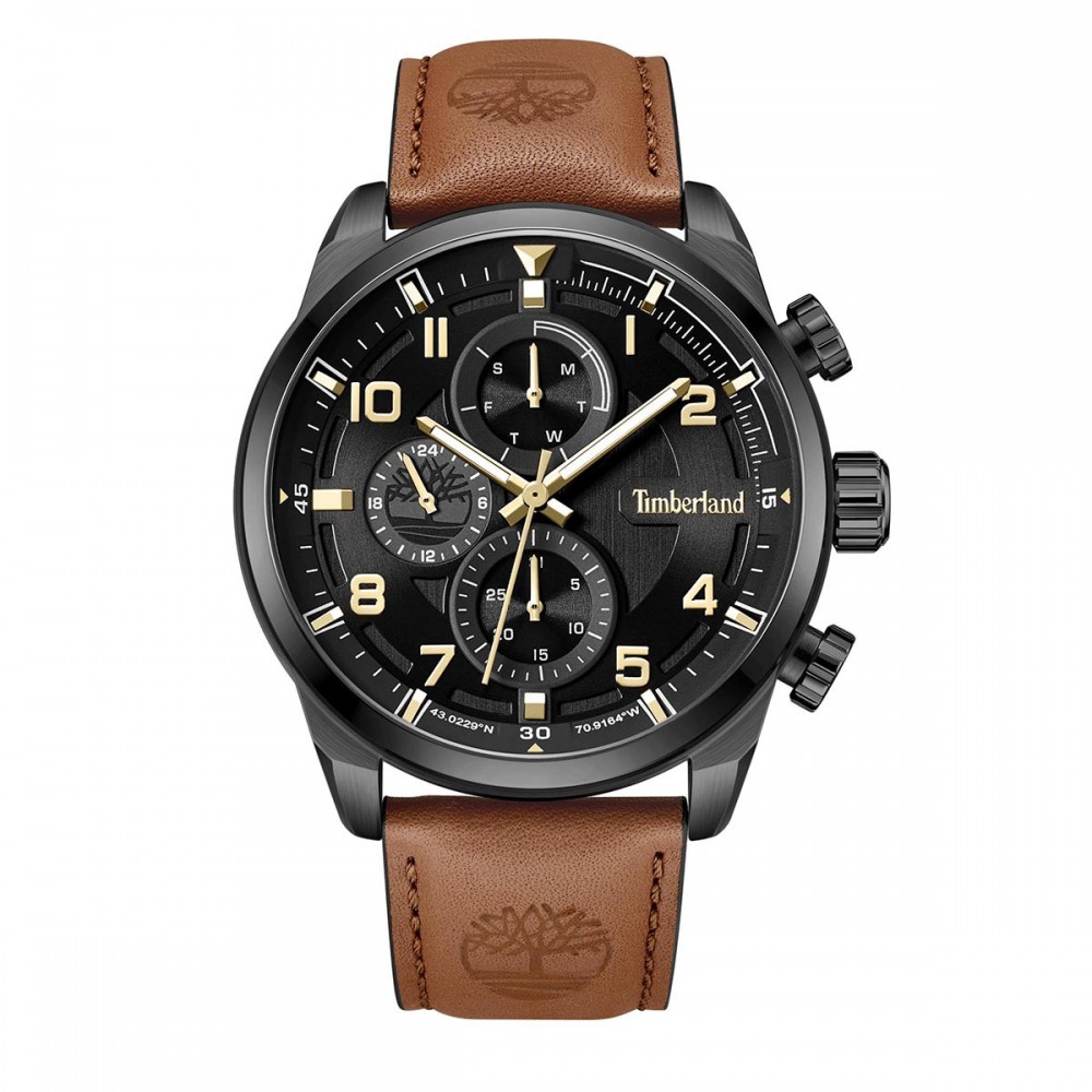 TIMBERLAND HENNIKER II Ρολόι Ανδρικό  Καφέ Δερμάτινο λουράκι TDWGF2201102  