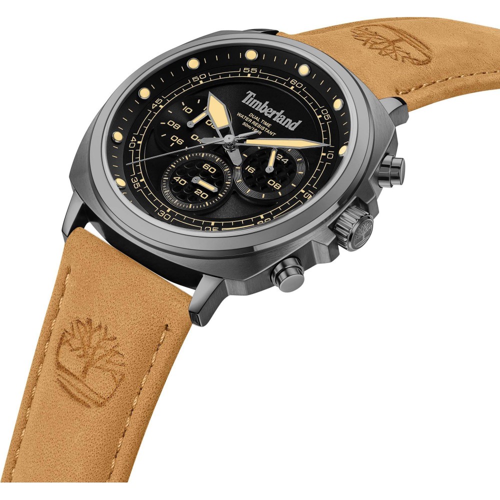 TIMBERLAND Williston Dual Time Ρολόι Ανδρικό Καφέ Δερμάτινο λουράκι TDWGF0042002