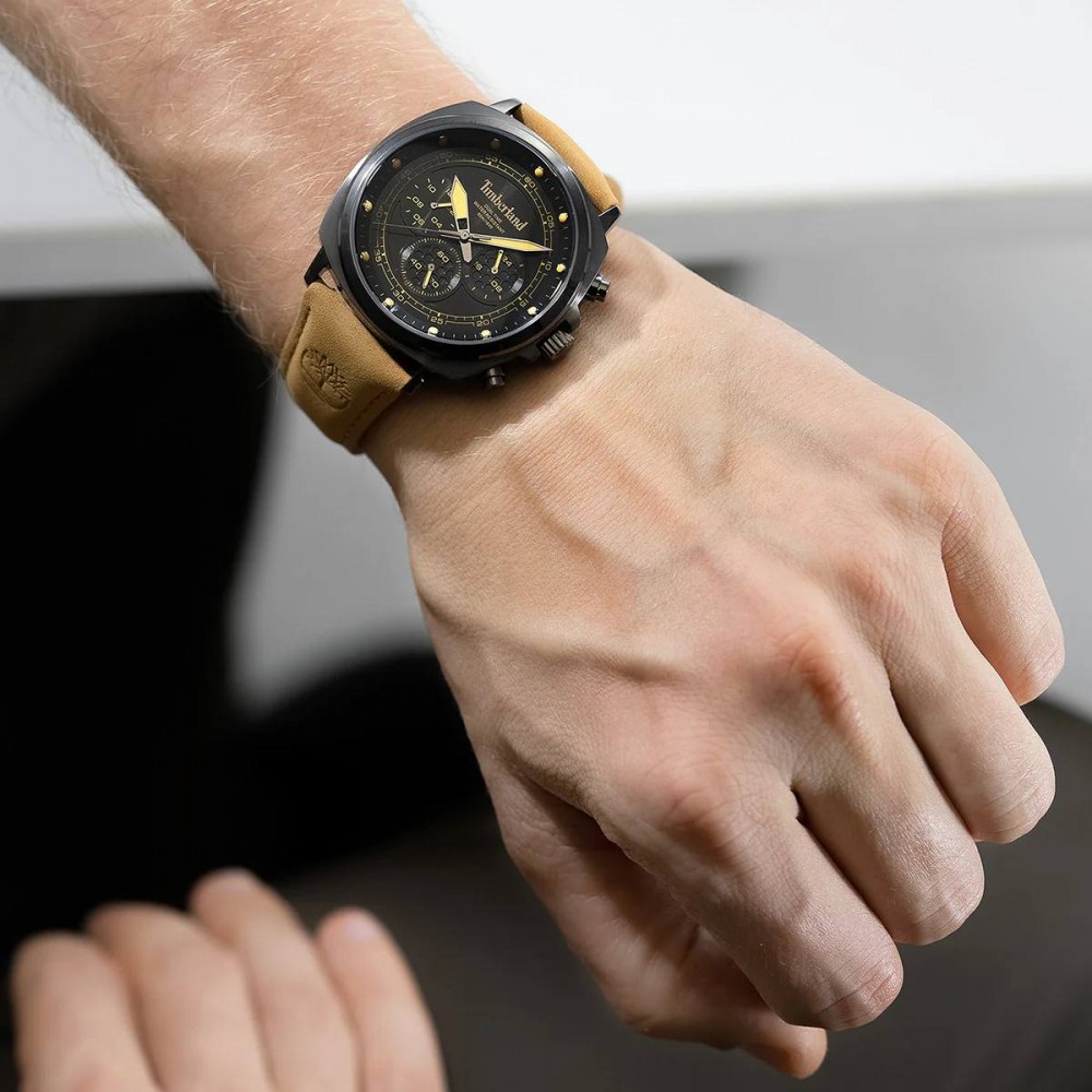 TIMBERLAND Williston Dual Time Ρολόι Ανδρικό Καφέ Δερμάτινο λουράκι TDWGF0042002