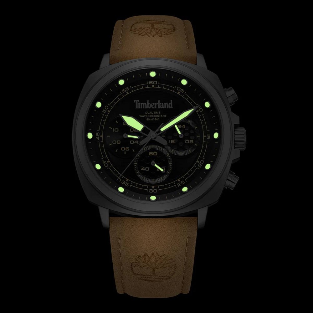 TIMBERLAND Williston Dual Time Ρολόι Ανδρικό Καφέ Δερμάτινο λουράκι TDWGF0042002