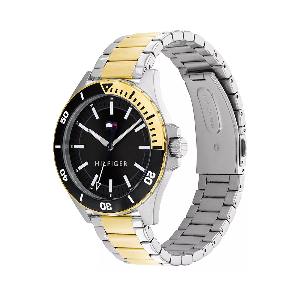 Tommy HILFIGER Logan Ρολόι Ανδρικό Ασημί/Επιχρυσωμένο Ανοξείδωτο Ατσάλι μπρασελέ 1792013